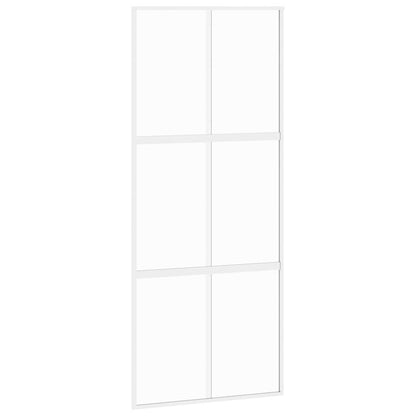 vidaXL Sliding Door White 90x205 cm Tempered Glass and Aluminium