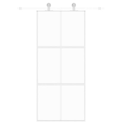 vidaXL Sliding Door White 90x205 cm Tempered Glass and Aluminium