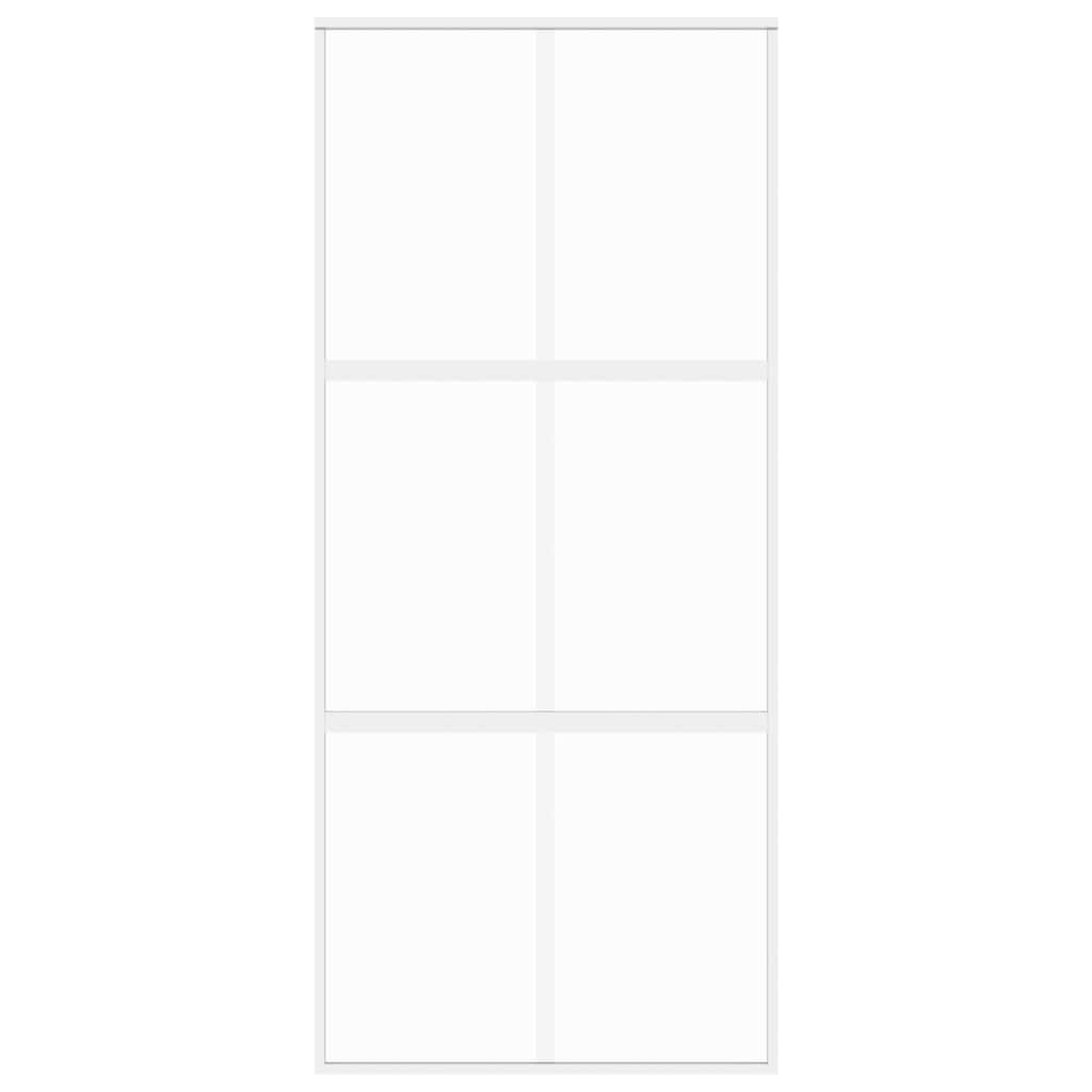 vidaXL Sliding Door White 90x205 cm Tempered Glass and Aluminium