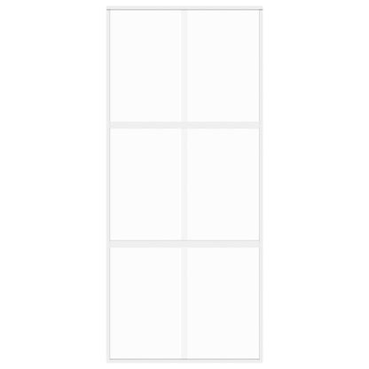 vidaXL Sliding Door White 90x205 cm Tempered Glass and Aluminium