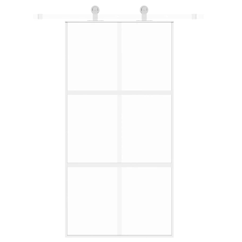 vidaXL Sliding Door White 102,5x205 cm Tempered Glass and Aluminium