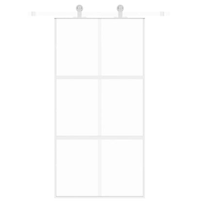 vidaXL Sliding Door White 102,5x205 cm Tempered Glass and Aluminium
