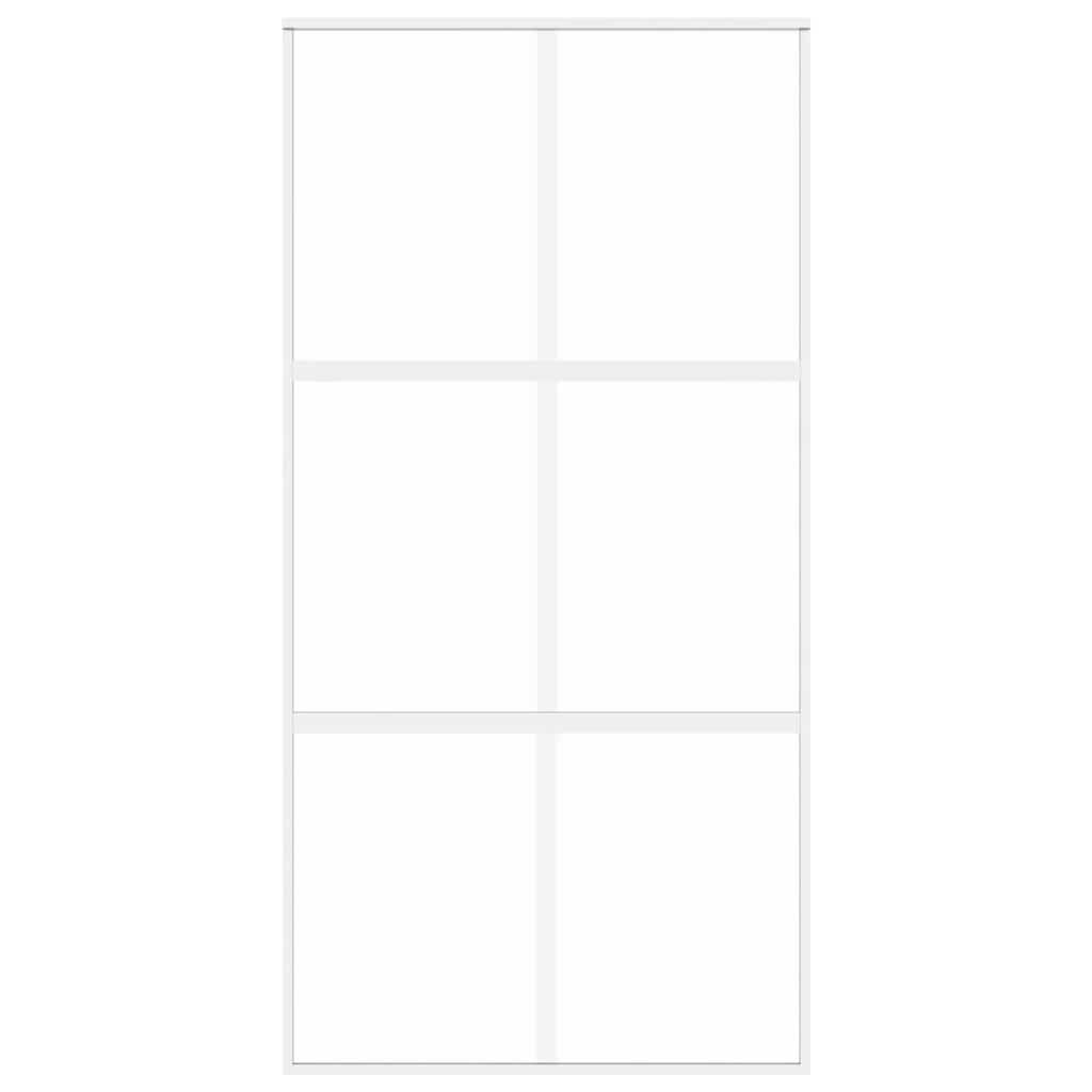 vidaXL Sliding Door White 102,5x205 cm Tempered Glass and Aluminium