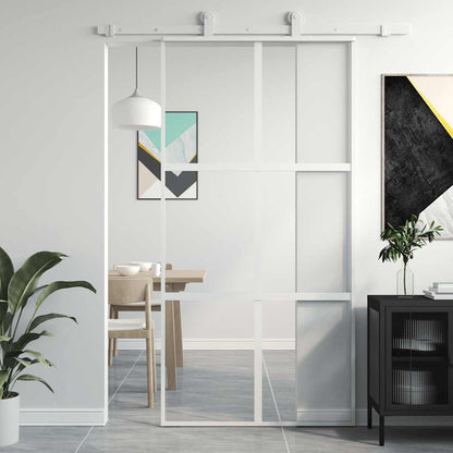 vidaXL Sliding Door White 102,5x205 cm Tempered Glass and Aluminium