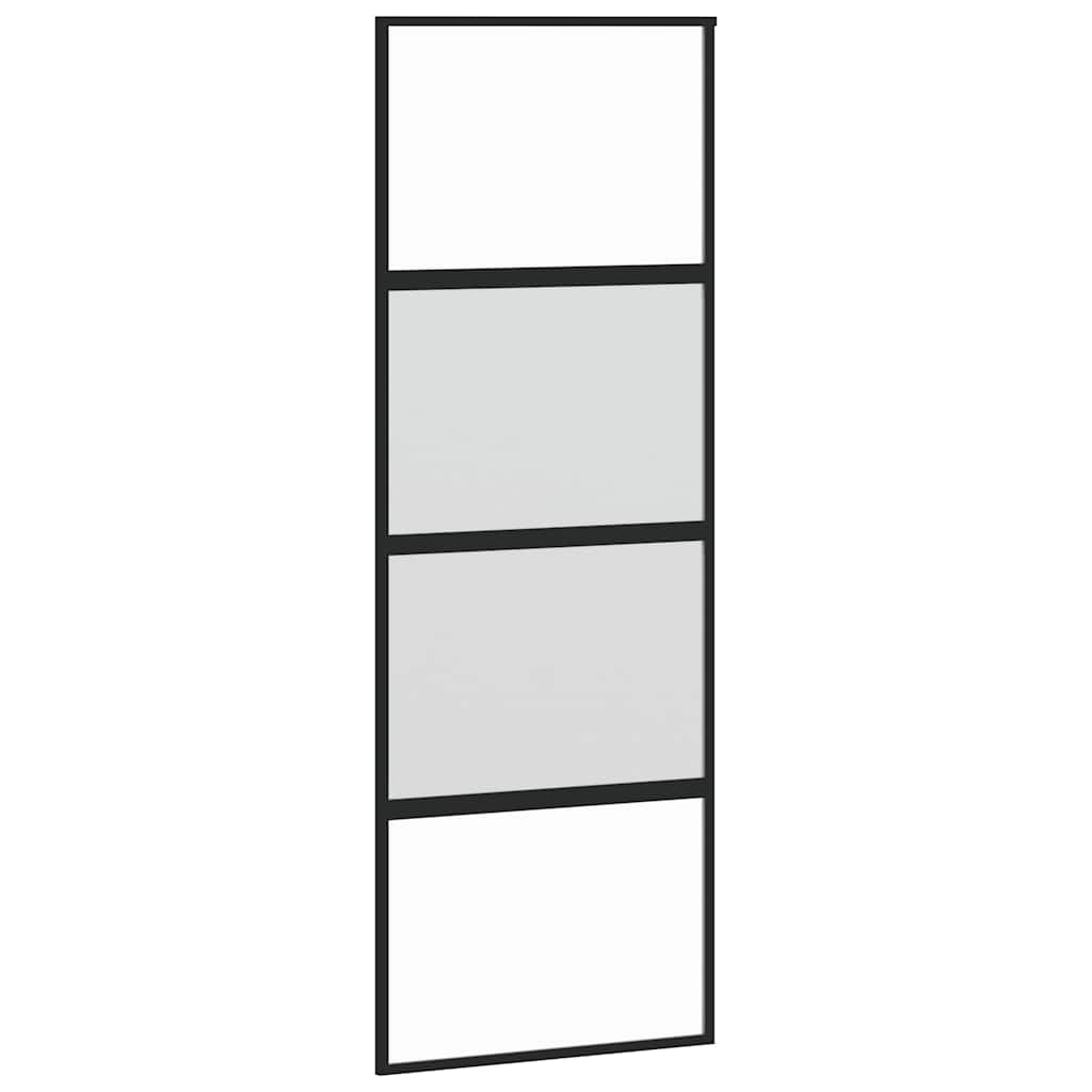 vidaXL Sliding Door Black 76x205 cm Tempered Glass and Aluminium