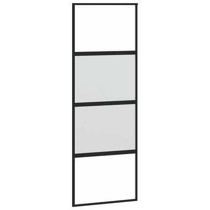 vidaXL Sliding Door Black 76x205 cm Tempered Glass and Aluminium