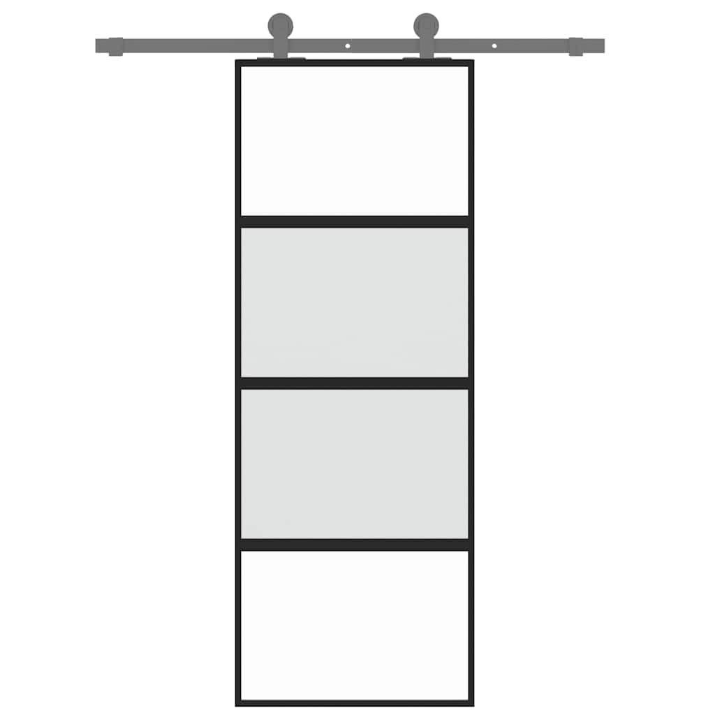 vidaXL Sliding Door Black 76x205 cm Tempered Glass and Aluminium