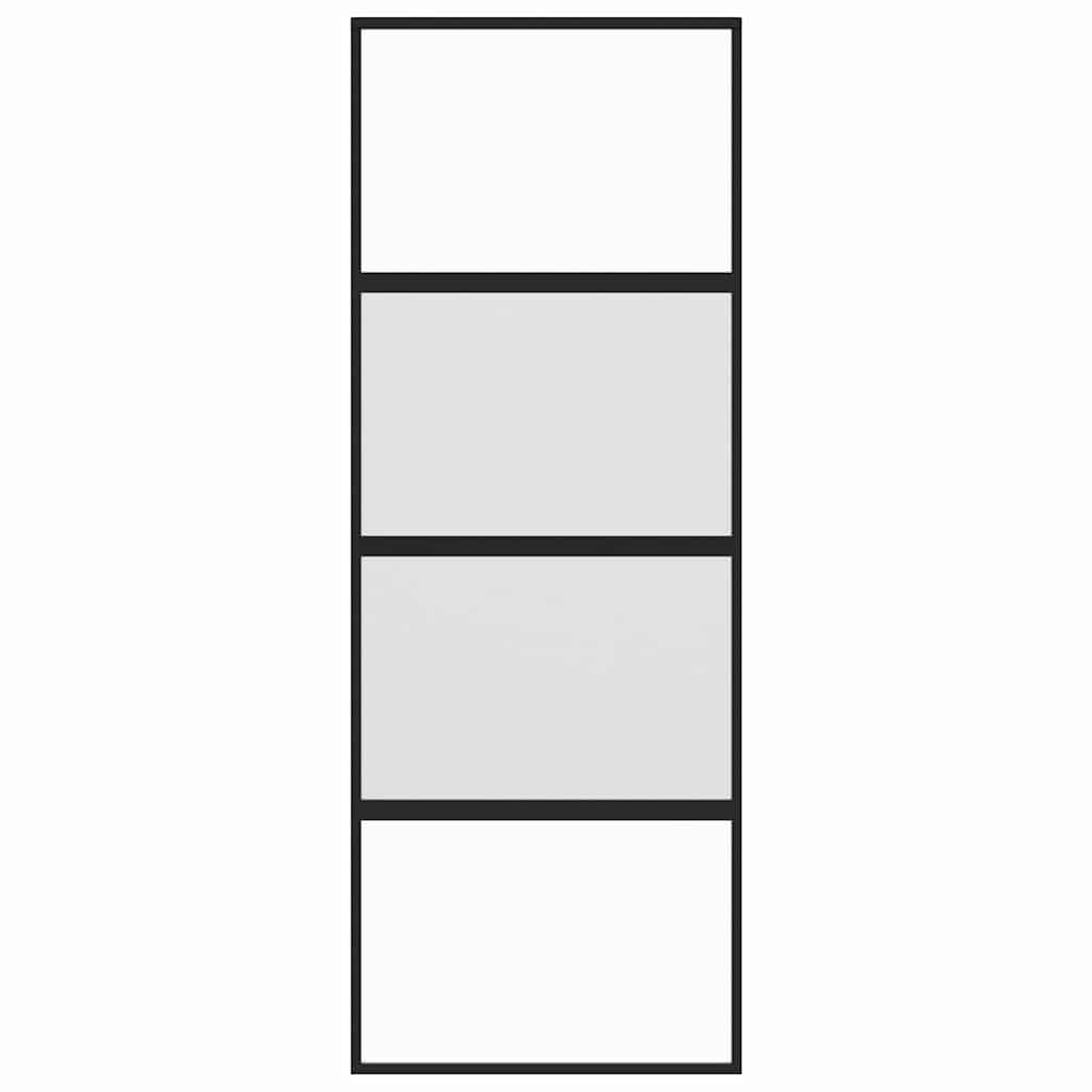 vidaXL Sliding Door Black 76x205 cm Tempered Glass and Aluminium