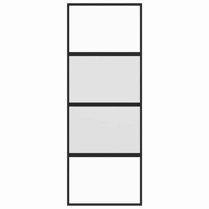 vidaXL Sliding Door Black 76x205 cm Tempered Glass and Aluminium