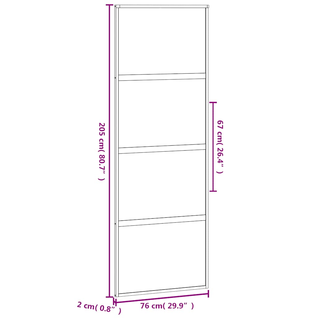 vidaXL Sliding Door Black 76x205 cm Tempered Glass and Aluminium