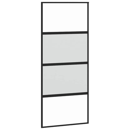 vidaXL Sliding Door Black 90x205 cm Tempered Glass and Aluminium