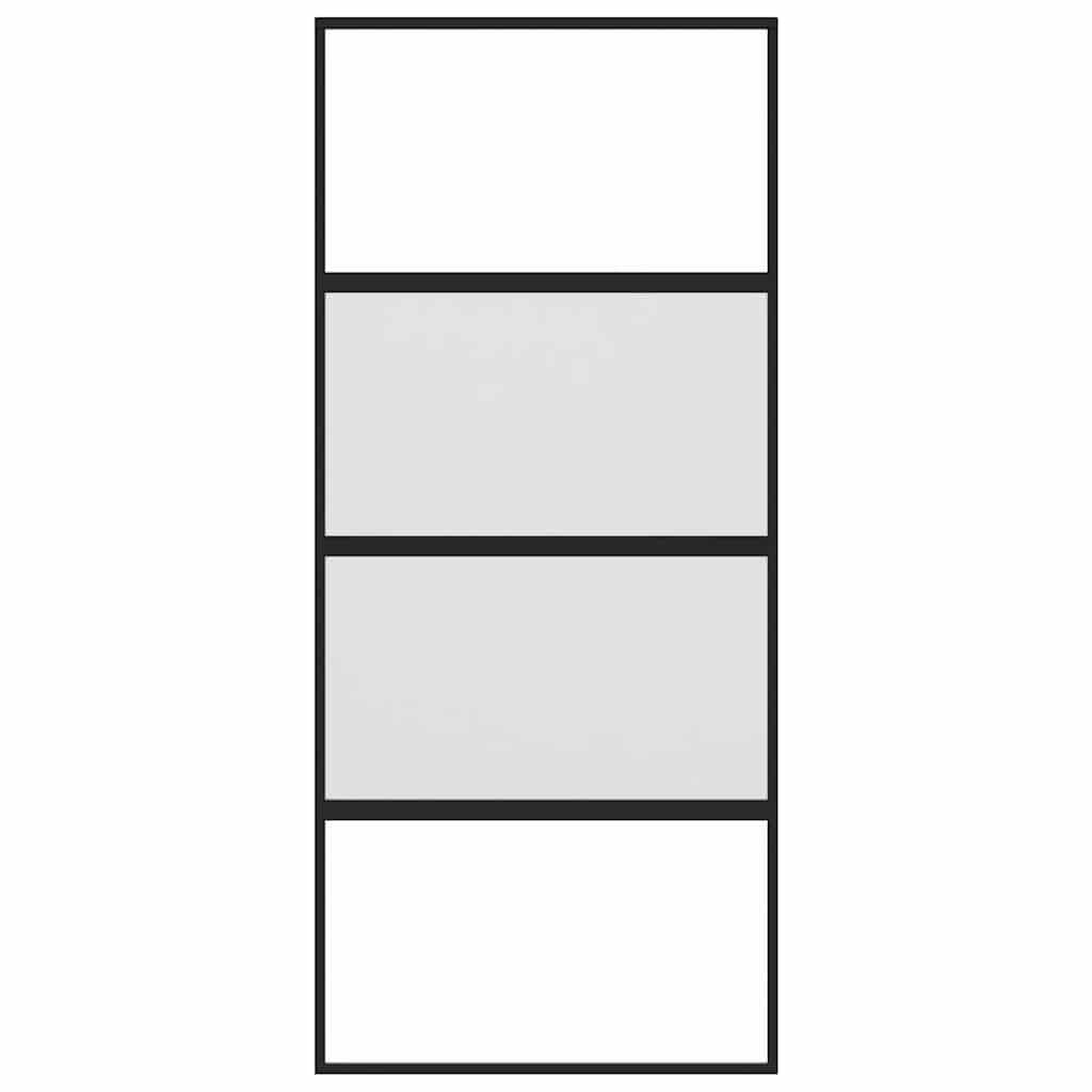 vidaXL Sliding Door Black 90x205 cm Tempered Glass and Aluminium