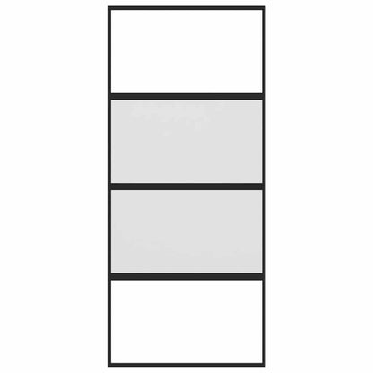 vidaXL Sliding Door Black 90x205 cm Tempered Glass and Aluminium
