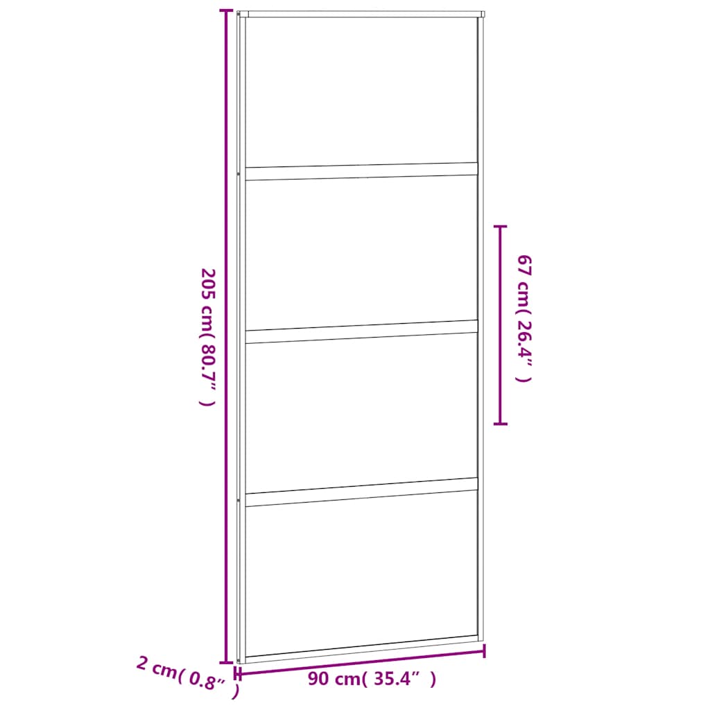 vidaXL Sliding Door Black 90x205 cm Tempered Glass and Aluminium