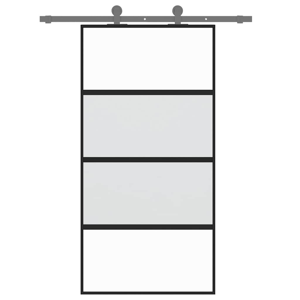 vidaXL Sliding Door Black 102.5x205 cm Tempered Glass and Aluminium