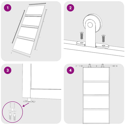 vidaXL Sliding Door Black 102.5x205 cm Tempered Glass and Aluminium