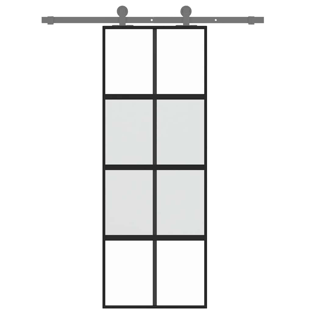 vidaXL Sliding Door Black 76x205 cm Tempered Glass and Aluminium