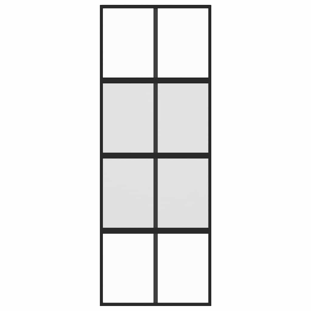 vidaXL Sliding Door Black 76x205 cm Tempered Glass and Aluminium