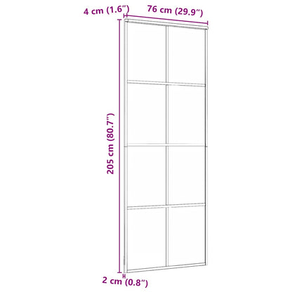 vidaXL Sliding Door Black 76x205 cm Tempered Glass and Aluminium