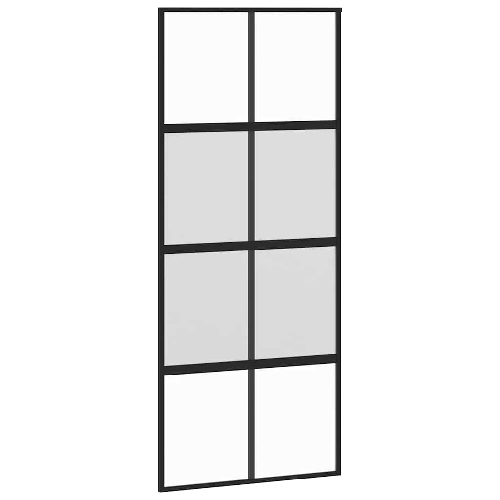 vidaXL Sliding Door Black 90x205 cm Tempered Glass and Aluminium