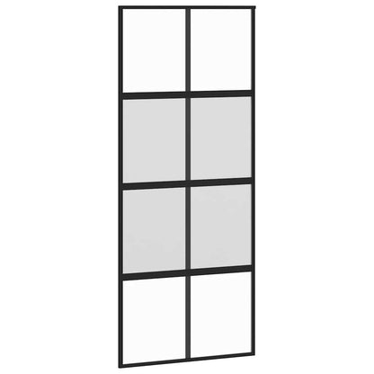 vidaXL Sliding Door Black 90x205 cm Tempered Glass and Aluminium