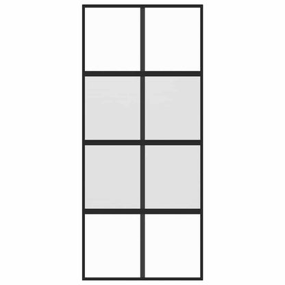vidaXL Sliding Door Black 90x205 cm Tempered Glass and Aluminium