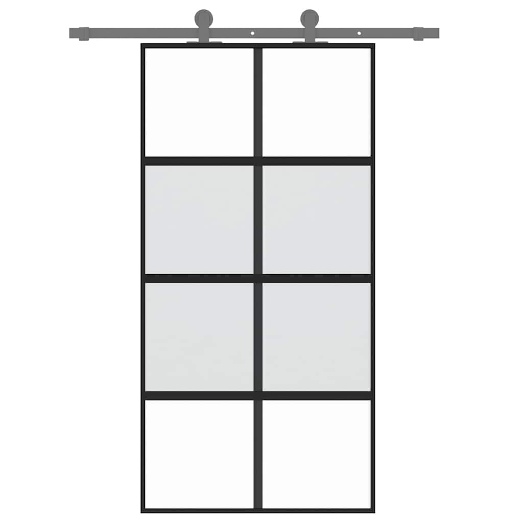 vidaXL Sliding Door Black 102.5x205 cm Tempered Glass and Aluminium
