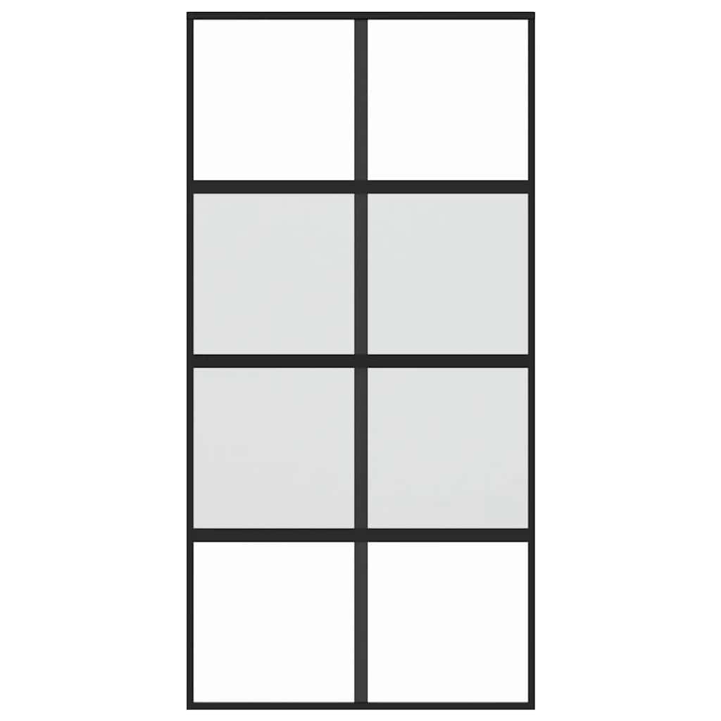 vidaXL Sliding Door Black 102.5x205 cm Tempered Glass and Aluminium