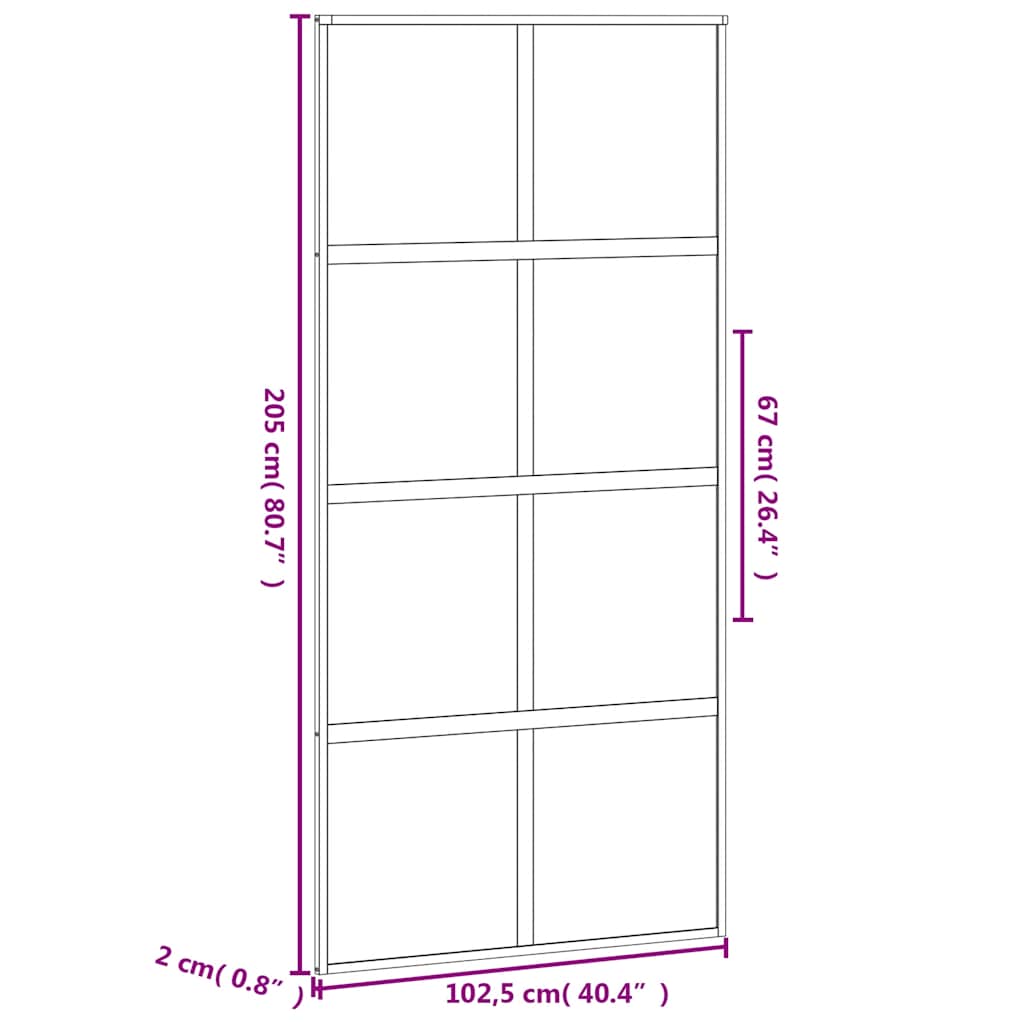 vidaXL Sliding Door Black 102,5x205 cm Tempered Glass and Aluminium