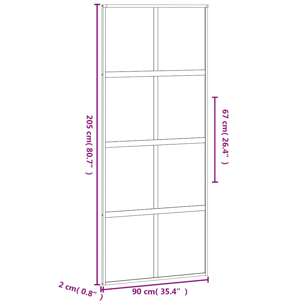 vidaXL Sliding Door Black 90x205 cm Tempered Glass and Aluminium
