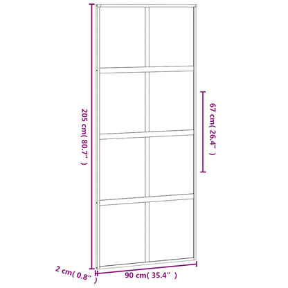 vidaXL Sliding Door Black 90x205 cm Tempered Glass and Aluminium