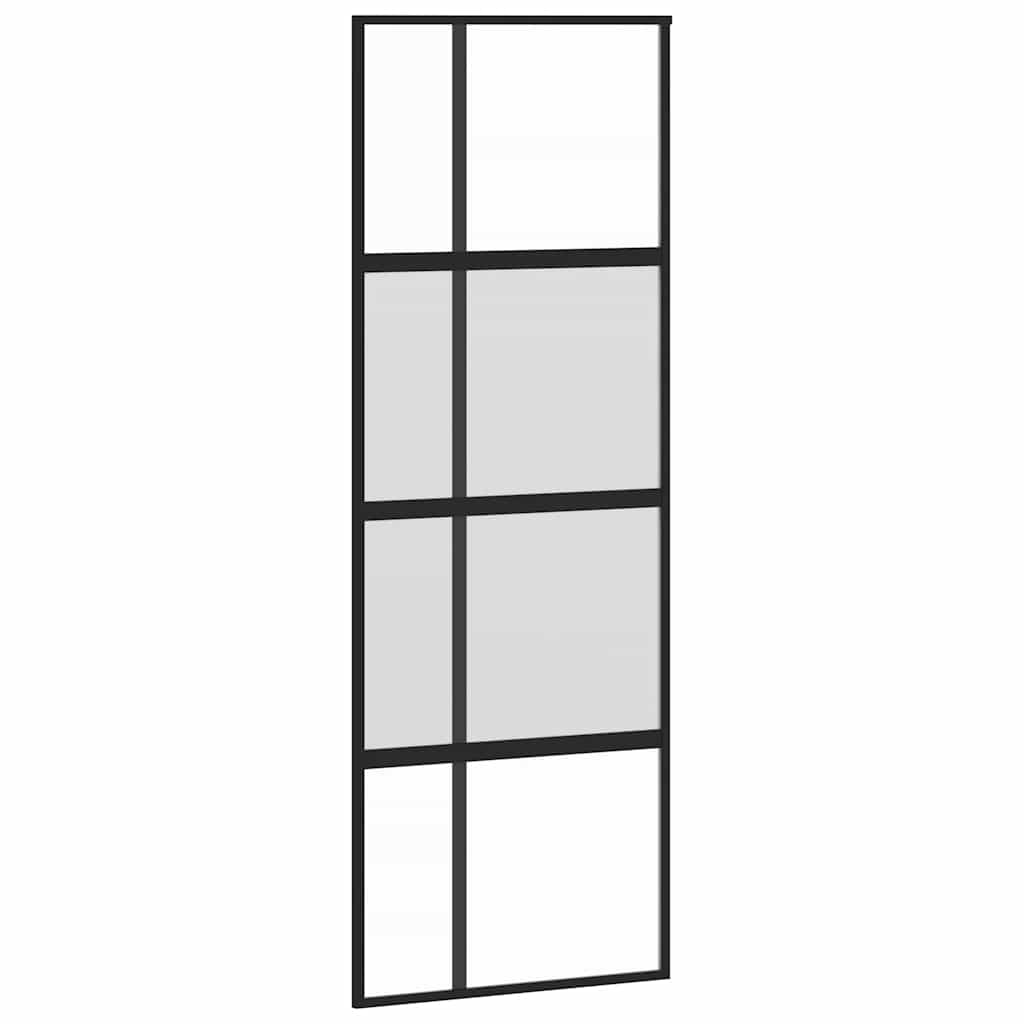 vidaXL Sliding Door Black 76x205 cm Tempered Glass and Aluminium