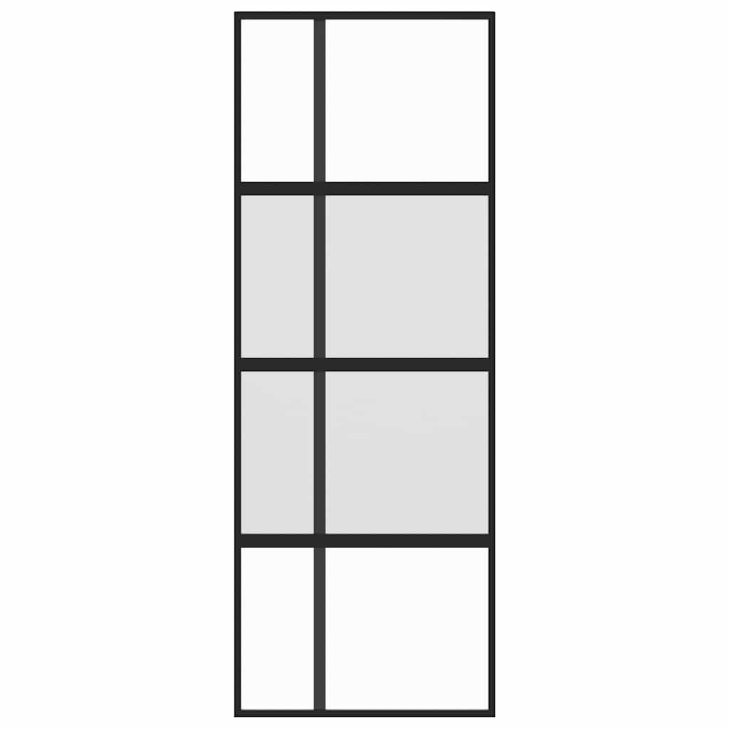 vidaXL Sliding Door Black 76x205 cm Tempered Glass and Aluminium