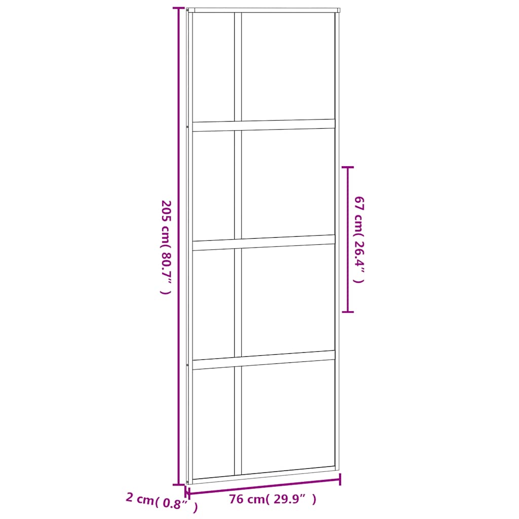 vidaXL Sliding Door Black 76x205 cm Tempered Glass and Aluminium