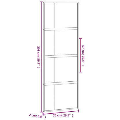 vidaXL Sliding Door Black 76x205 cm Tempered Glass and Aluminium