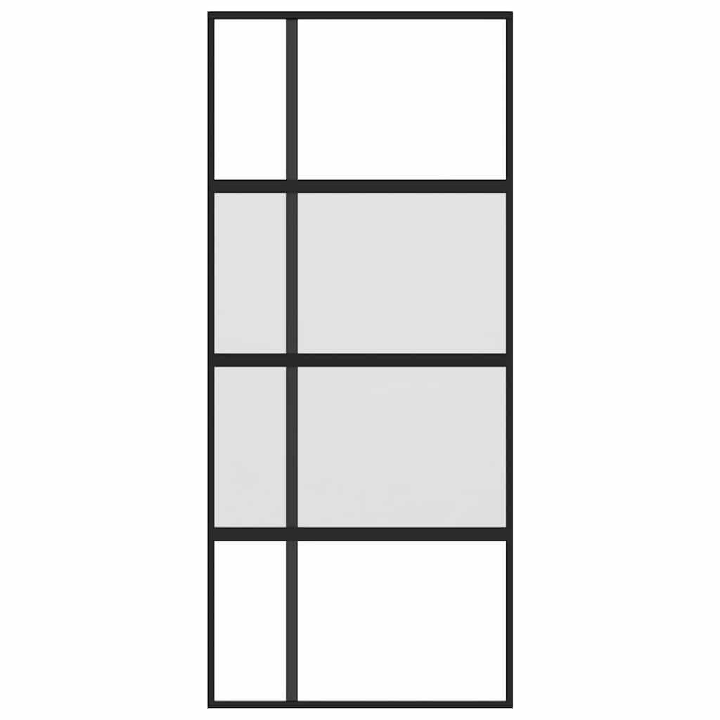 vidaXL Sliding Door Black 90x205 cm Tempered Glass and Aluminium