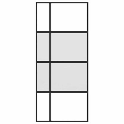 vidaXL Sliding Door Black 90x205 cm Tempered Glass and Aluminium