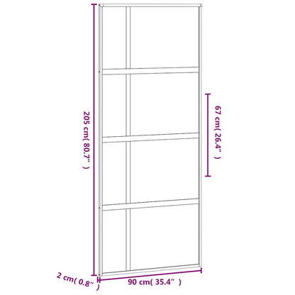 vidaXL Sliding Door Black 90x205 cm Tempered Glass and Aluminium