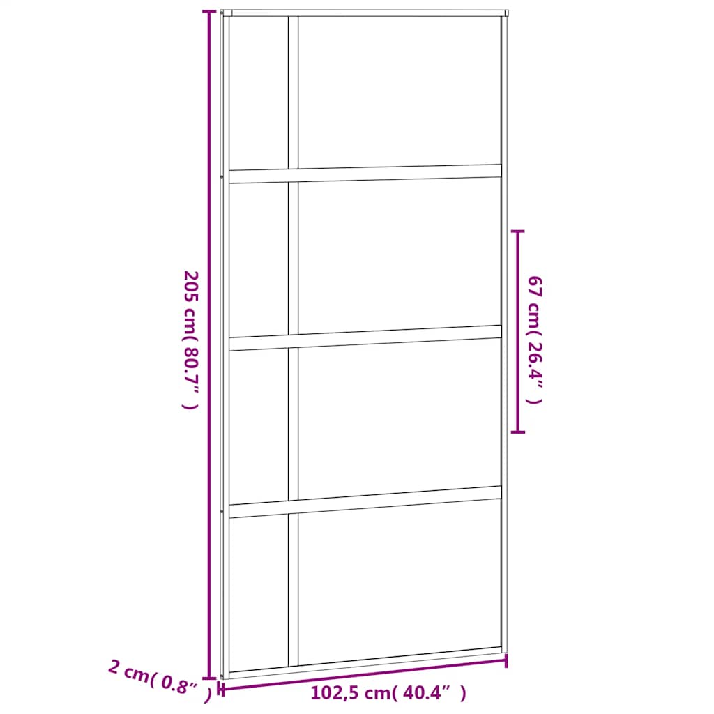 vidaXL Sliding Door Black 102.5x205 cm Tempered Glass and Aluminium