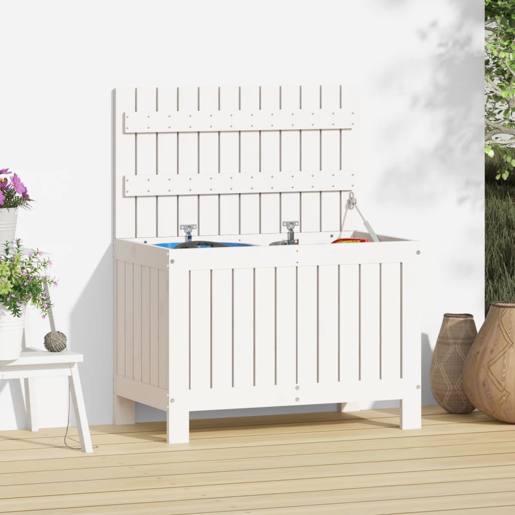 vidaXL Garden Storage Box White 76x42.5x54 cm Solid Wood Pine