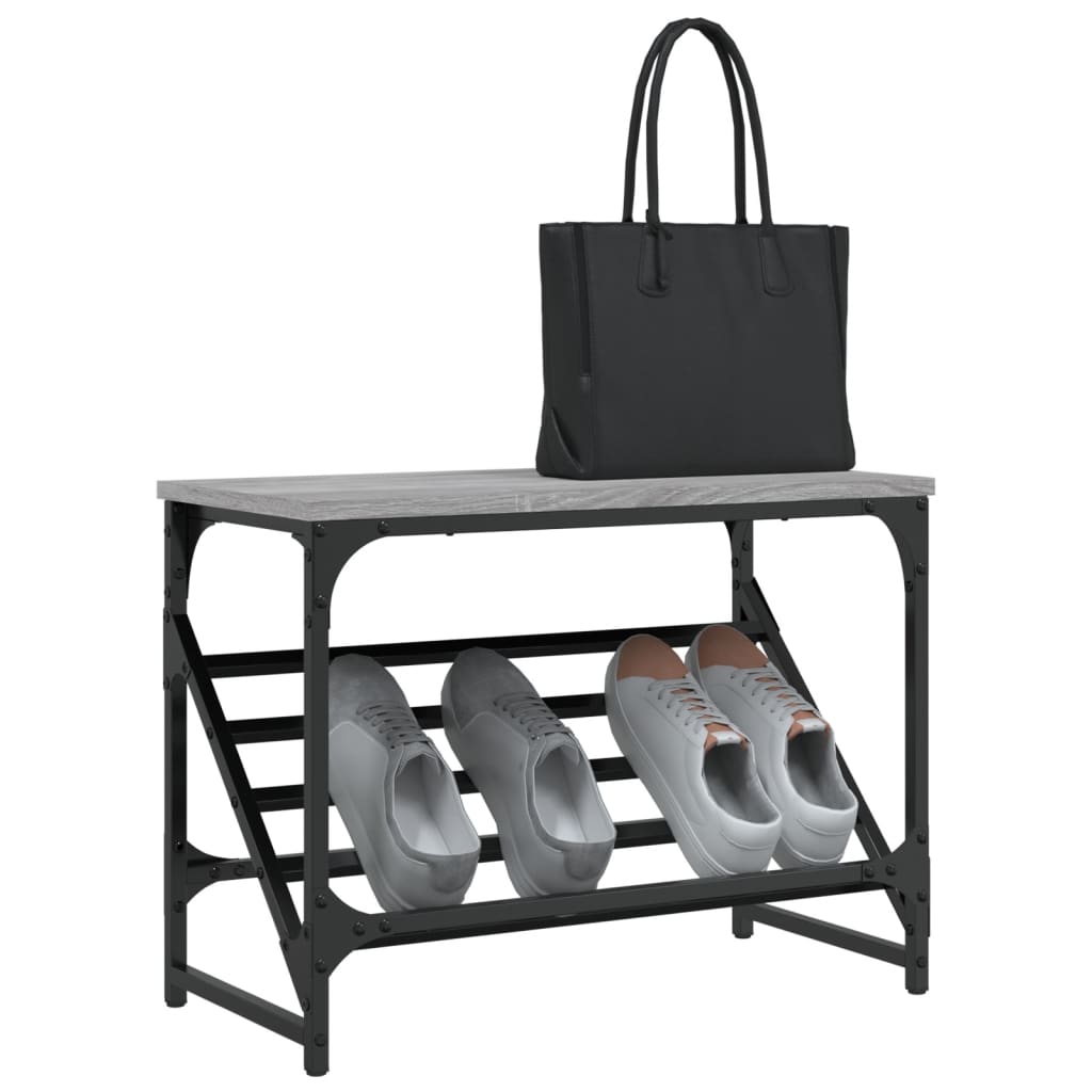 vidaXL Shoe Rack Grey Sonoma 60x30x45 cm Engineered Wood