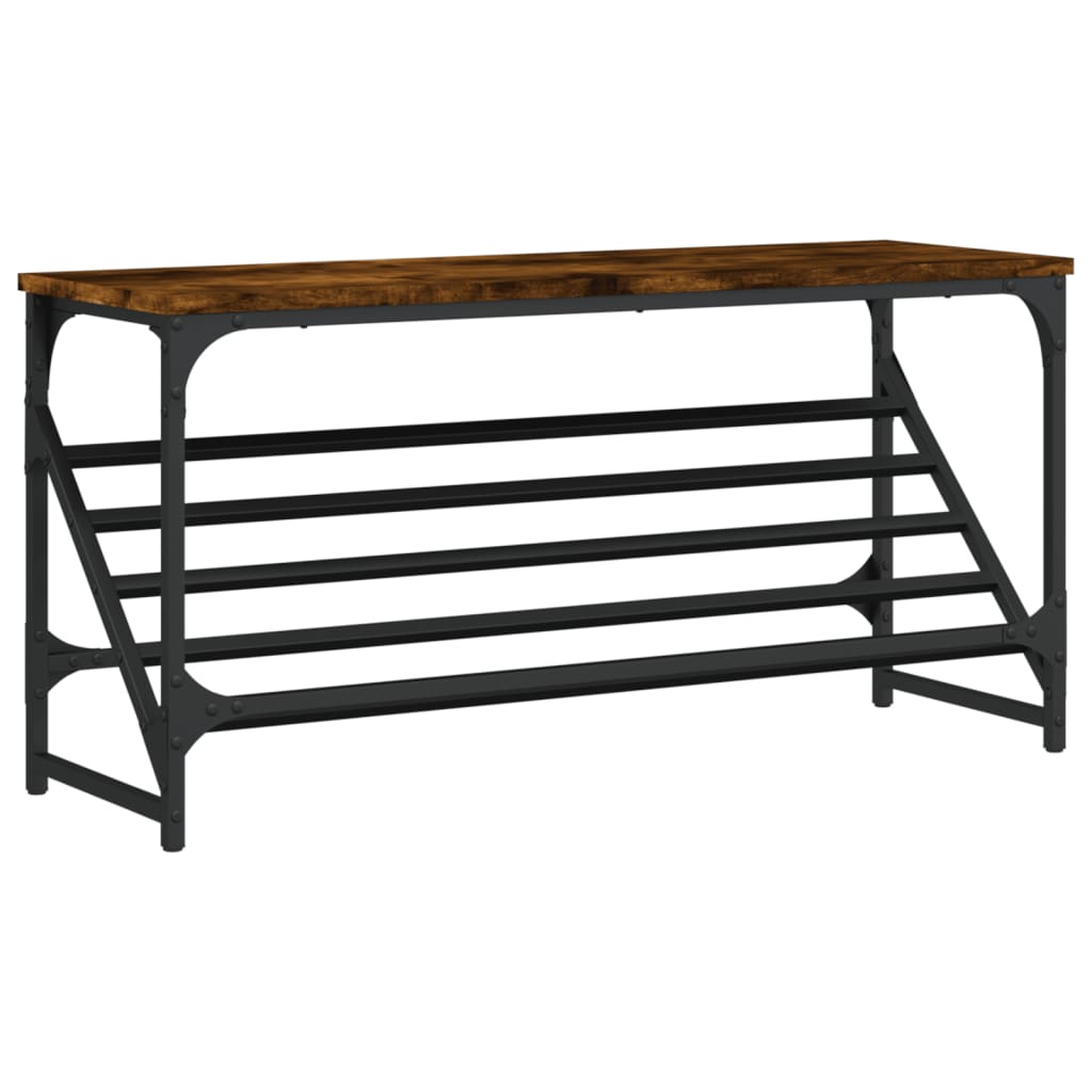 vidaXL Shoe Rack Smoked Oak 90x30x45 cm Engineered Wood