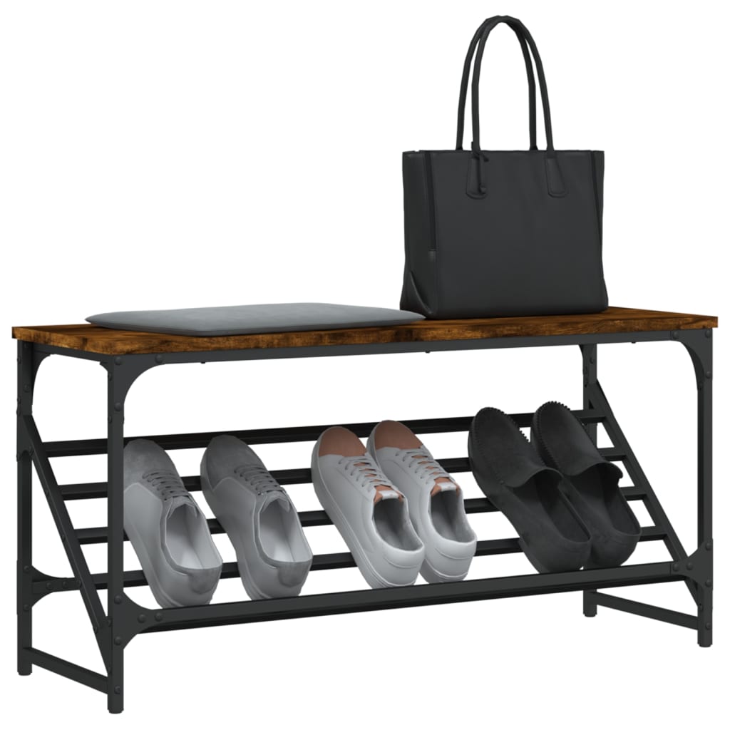 vidaXL Shoe Rack Smoked Oak 90x30x45 cm Engineered Wood