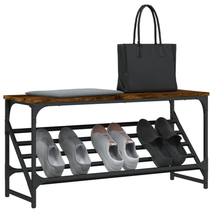 vidaXL Shoe Rack Smoked Oak 90x30x45 cm Engineered Wood