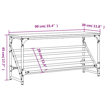 vidaXL Shoe Rack Smoked Oak 90x30x45 cm Engineered Wood