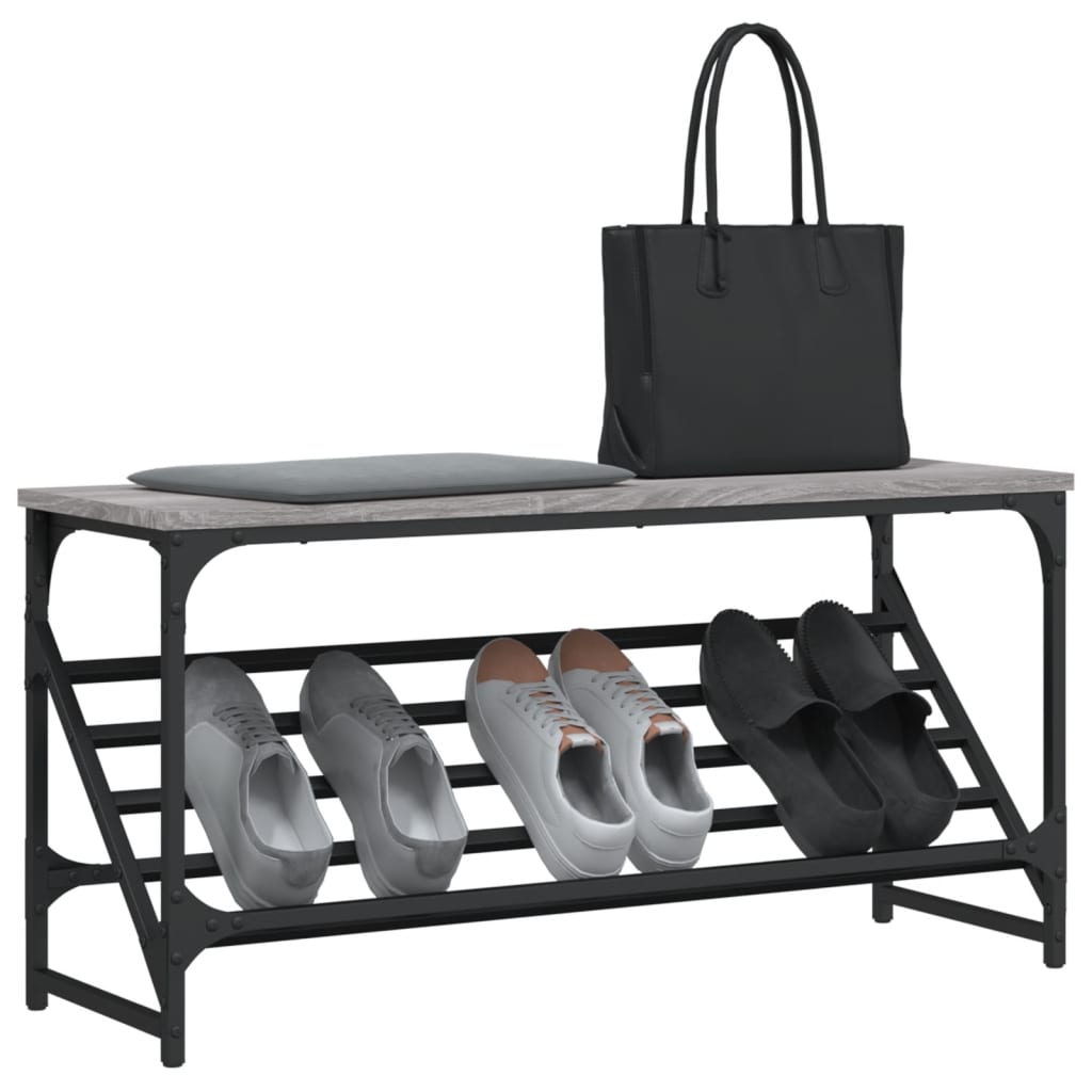 vidaXL Shoe Rack Grey Sonoma 90x30x45 cm Engineered Wood
