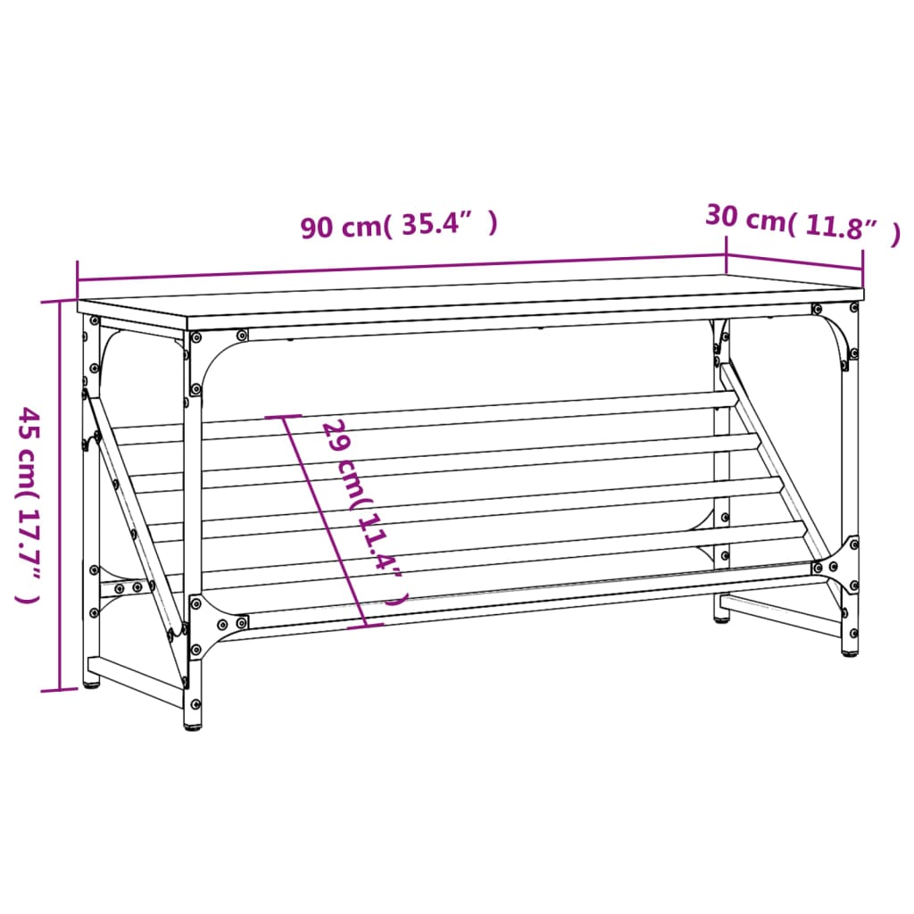 vidaXL Shoe Rack Brown Oak 90x30x45 cm Engineered Wood