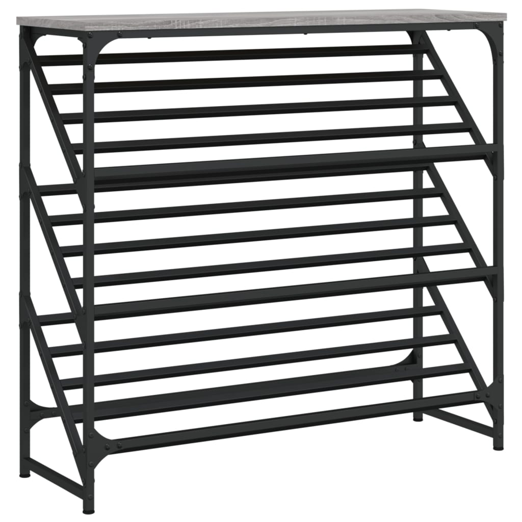 vidaXL Shoe Rack Grey Sonoma 90x30x85 cm Engineered Wood