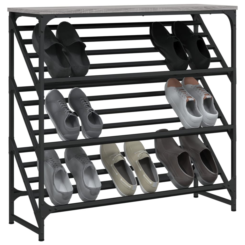 vidaXL Shoe Rack Grey Sonoma 90x30x85 cm Engineered Wood