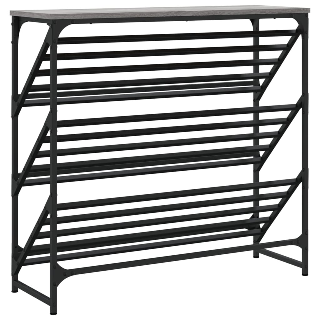 vidaXL Shoe Rack Grey Sonoma 90x30x85 cm Engineered Wood